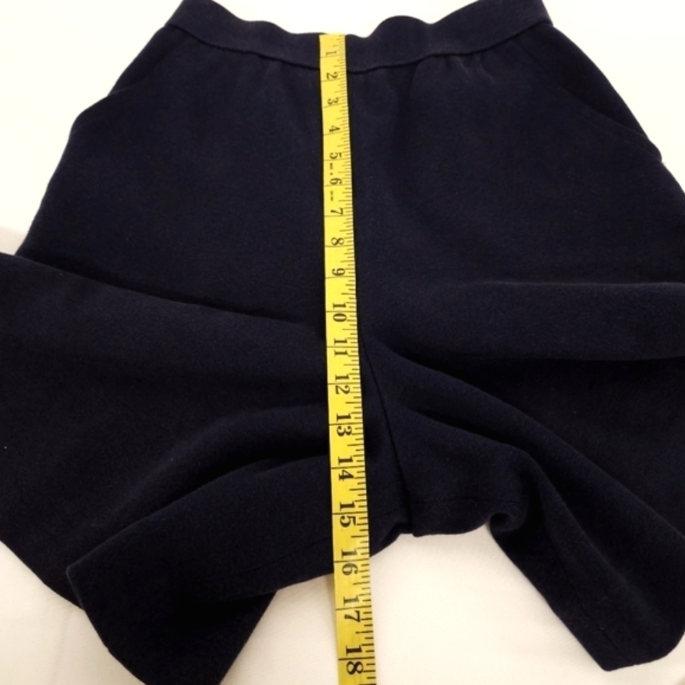 Yves Saint Laurent High Waisted Flared Leg Cotton Knit Shorts In Navy Blue Sz 4 - Picture 10 of 13